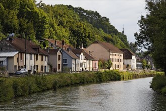 Houses on the side canal of the Saône River