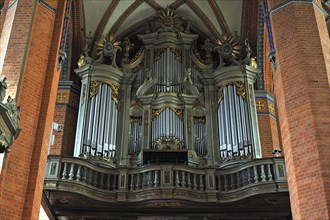 Organ with Baroque organ case in the Marienkirche or St. Mary's Church