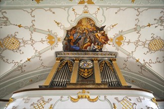 Organ and ceiling fresco in the Parish Church and Pilgrimage Church of the Assumption of Mary