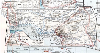 Map of the former German colony of Cameroon and Togoland