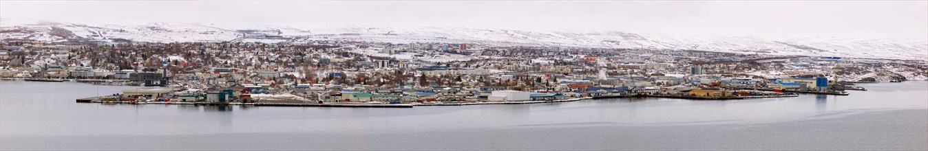 Panoramic view of town of Akureyri
