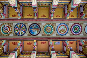 Colourfully painted ceiling