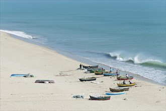 Colourful fishing boats on the beach