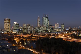 Skyline of Perth at dusk