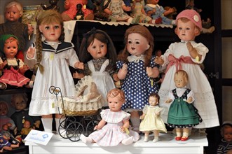 Old dolls from the Schildkroet factory in the shop Buedinger Puppenhaus