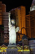 Las Vegas Boulevard with Statue of Liberty at night