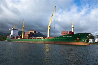 Container ship in the port