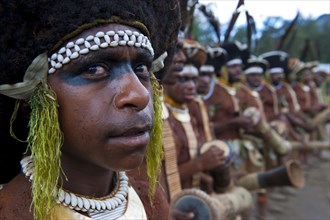 Decorated and painted women celebrating the traditional Sing Sing in the highlands