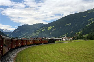 Zillertal Railway with a steam locomotive