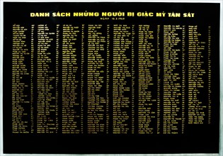 Memorial plaque with the names of the 503 victims of the My Lai Massacre from 16th March 1968