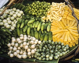 Various types of vegetables in the market