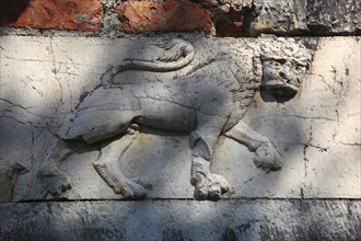 Venetian stone relief on the outer wall of St. Nicholas Church