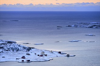 Fjord with islands during the blue hour