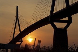 Koehlbrandbruecke bridge at sunset