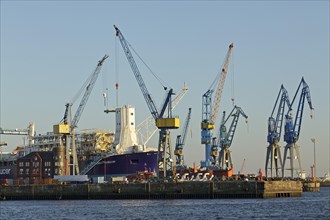 Blohm and Voss Shipyards with gantry cranes