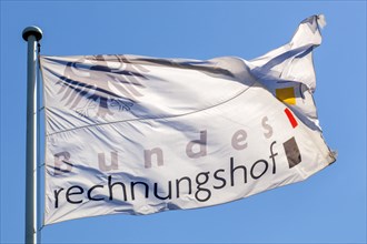 Flag with logo and lettering "Bundesrechnungshof" or German Federal Court of Auditors