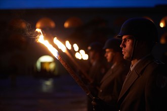 Farewell ceremony of the Heeresfuehrungskommando or German Army Command with a Grossem Zapfenstreich or Grand Tattoo military ceremony from Koblenz