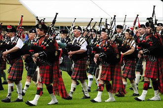 Bagpipers during the opening of the Highland Games
