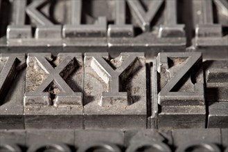 Old lead letters in detail with the letters XYZ