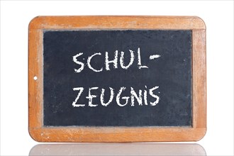 Old slate blackboard with the word "SCHUL-ZEUGNIS"