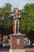 Historical Roland statue on the marketplace in Wedel
