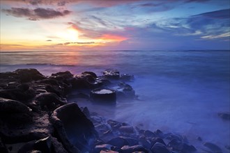 Coastal landscape after sunset