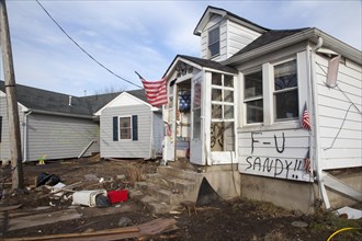 A house heavily damaged by Hurricane Sandy