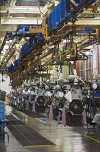 Assembled diesel truck engines at Daimler's Detroit Diesel plant