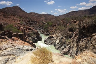 Kunene River directly on the border between Namibia and Angola