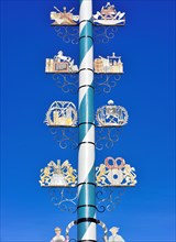 Maypole with wooden signs of local trades