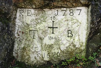 Historic boundary stone between Bavaria and Tyrol
