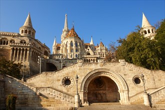 Fishermans Bastion and the Our Lady or Matthias Cathedral or Matyas templom