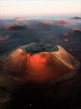 Volcano Montana Colorada with sunrise volcano crater