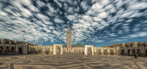 Mosque Hassan II with cloudy sky