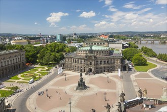 View from Hausmannsturm on the Semperoper opera house in the Theatre Square
