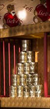 Stacked cans for throwing at