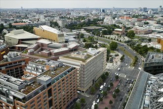View from DB Tower towards the Potsdamer Strasse and State Library