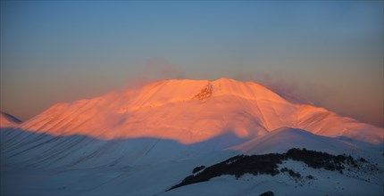 Mount Vettore at sunset in winter