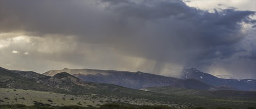 Rainy weather over the mountains in the evening