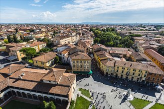 View from the Leaning Tower of Pisa across the town of Pisa