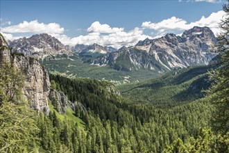Mountain landscape with spruce forests near Cortina d'Ampezzo