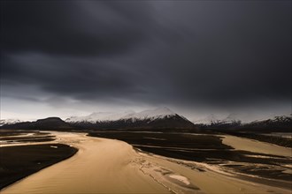 Icelandic river with moonlight