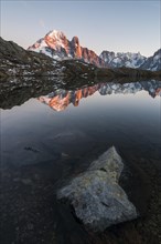 Aiguilles de Chamonix reflected in the Lac de Chesery
