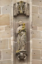 Sculpture of the Virgin Mary with infant Jesus at the Marienkirche or Church of St Mary