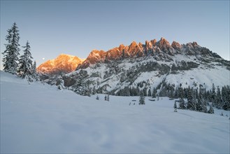 Mandlwande and left Hochkonig in the early morning light