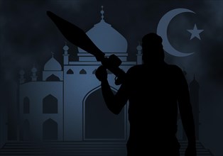 Terrorist in front of mosque