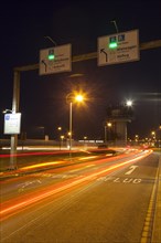 Light trails on the access road to Dortmund Airport 21