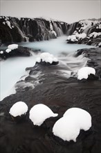 Bruarfoss waterfall in winter