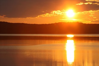 Sunset on a lake in the Kvikkjokk National Park