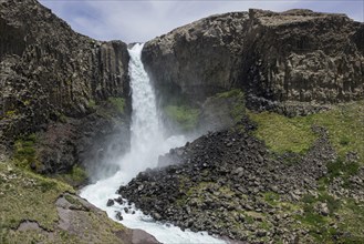 Basalt walls with waterfall Salto de Arco Iris